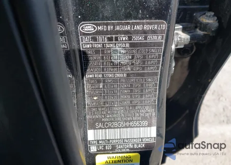 2017 Land Rover Discovery Sport Hse z USA, uszkodzony, nr VIN SALCR2BG5HH656399